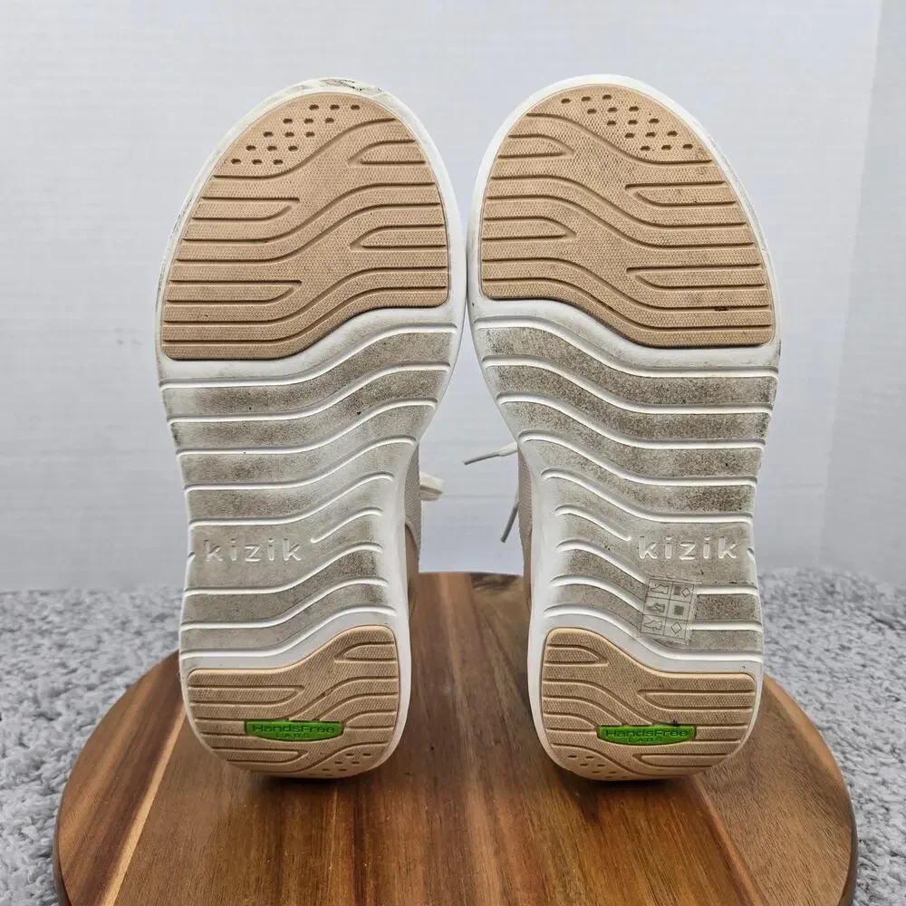 Kizik Womens 9 Athens White Creme Knit Slip On Hands-Free Casual Daily Sneaker